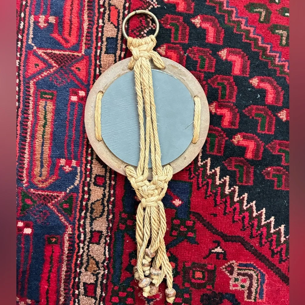 Vintage Studio Pottery Boho Mirror Wall Hanging